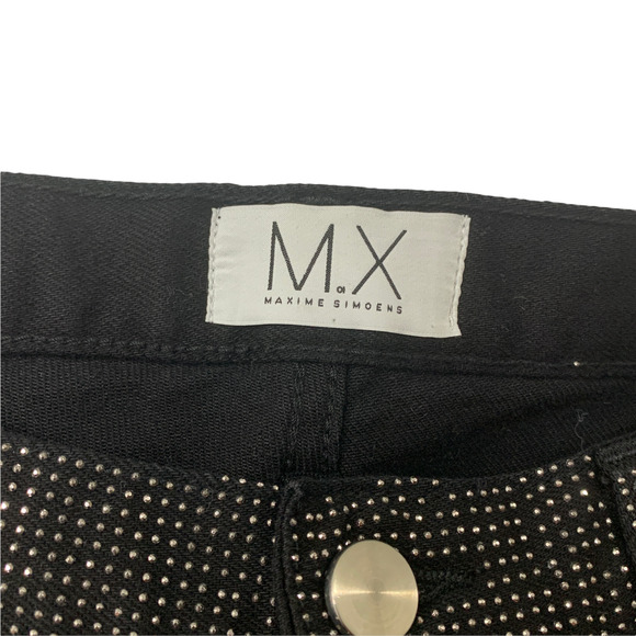 Maxime Simeons Glam Rocker Black Stud Front Denim Jeans 31 Button Fly Low Rise - Picture 4 of 11